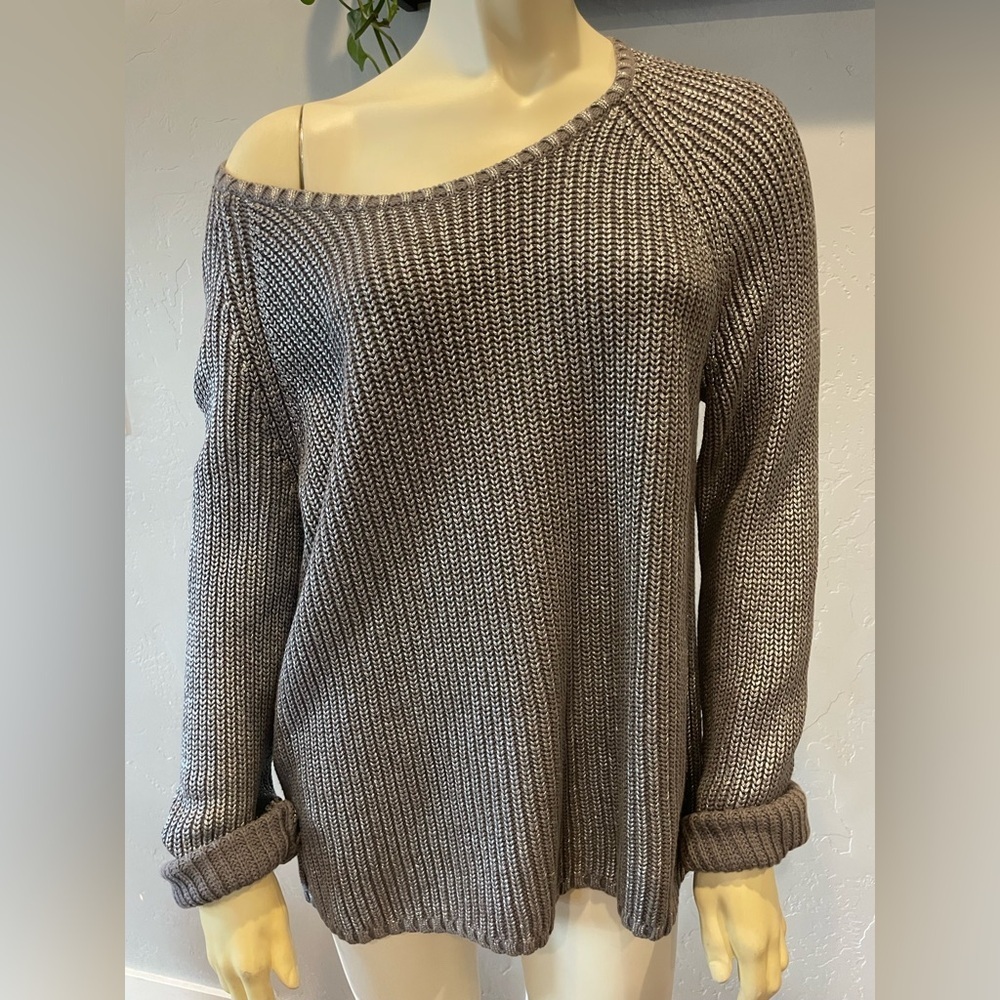 100% cotton knit “painted” sweater size M/L
